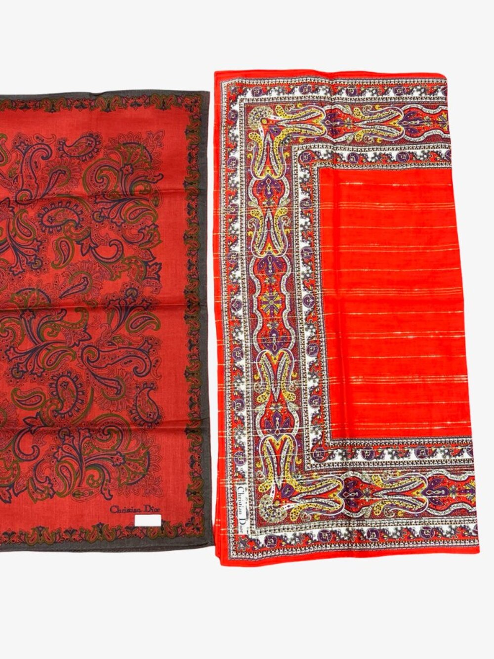 2)  New - Christian Dior  cotton made 19  Mini scarf/Neck-kerchief red floral(44 - Picture 10 of 14